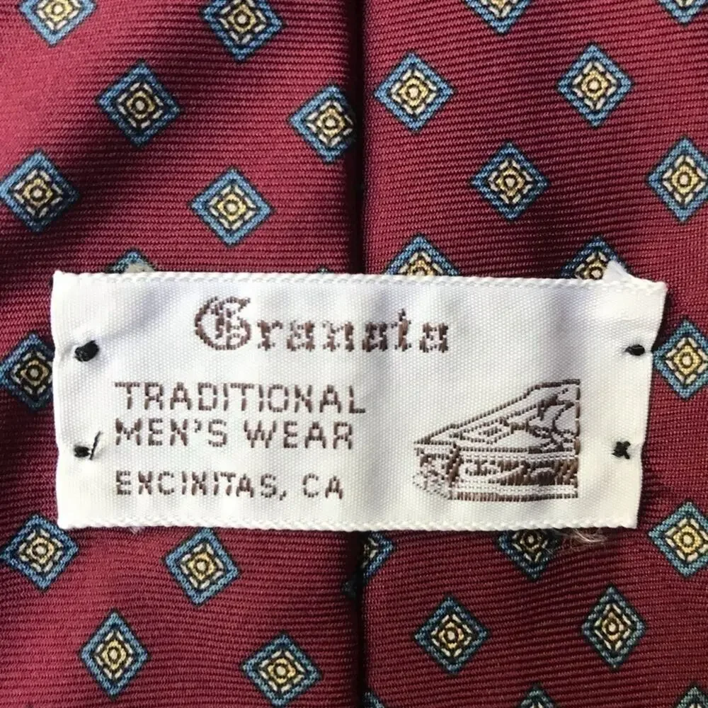 Granata, Cool Vintage Tie From Encinitas Ca, 100% Italian Silk, Made in the USA